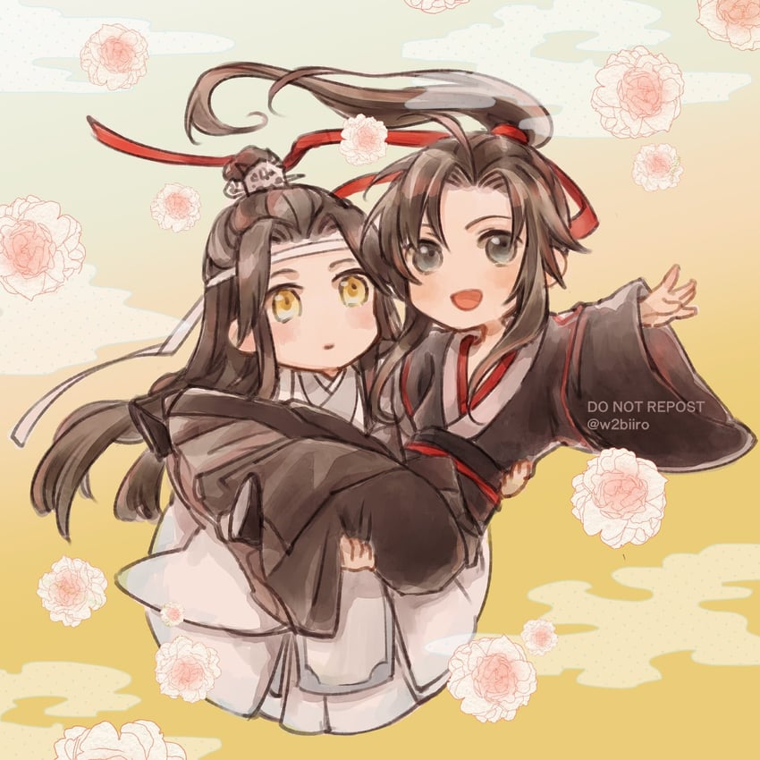 wei wuxian and lan wangji (modao zushi) drawn by w2biiro