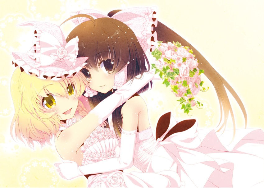 hakurei reimu and kirisame marisa (touhou) drawn by tsukasaki_aoi