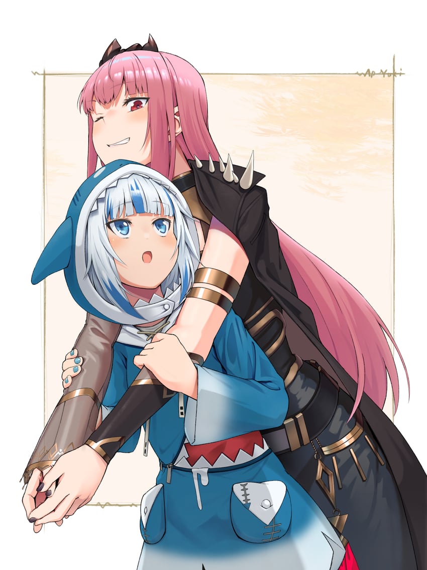 gawr gura and mori calliope (hololive and 1 more) drawn by shigatsu_itsuka