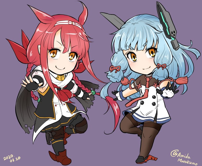 murakumo, murakumo kai ni, kawakaze, and kawakaze kai ni (kantai collection) drawn by amida_murasaki