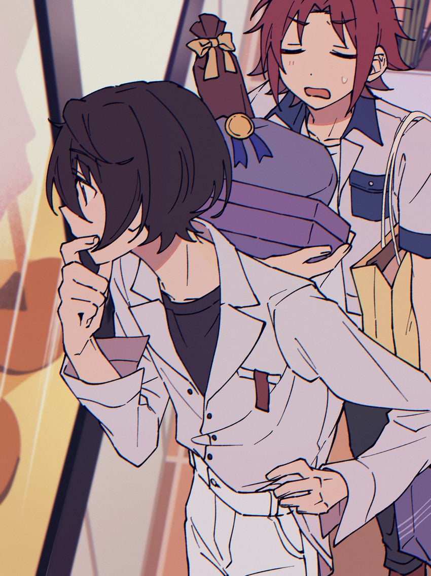 sakuma ritsu and isara mao (ensemble stars!) drawn by niyororinpayamaru