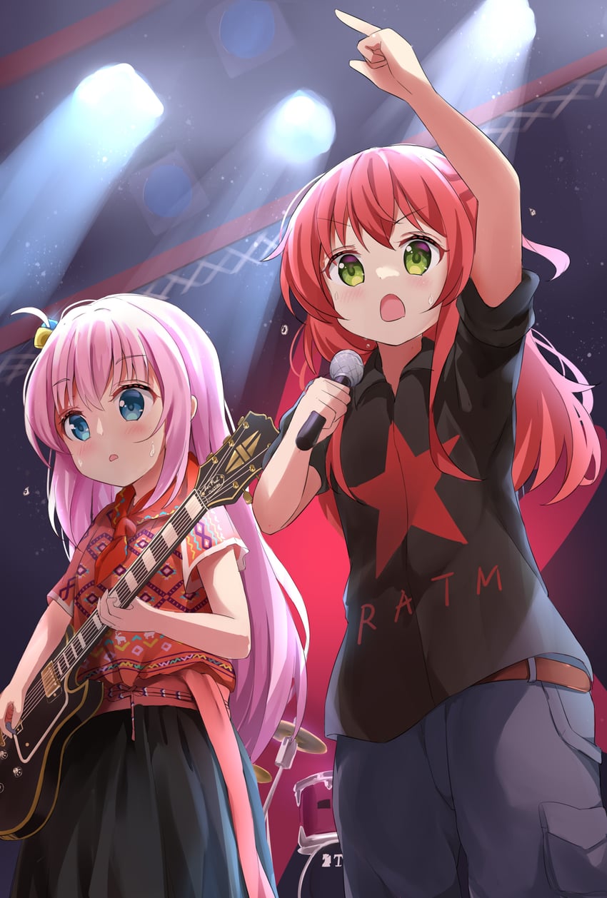 gotoh hitori and kita ikuyo (bocchi the rock! and 1 more) drawn by stick_jitb