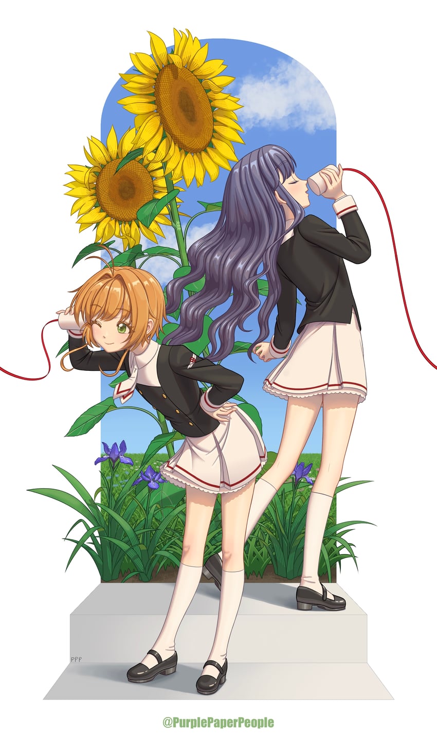 kinomoto sakura and daidouji tomoyo (cardcaptor sakura) drawn by purplepaperpeople