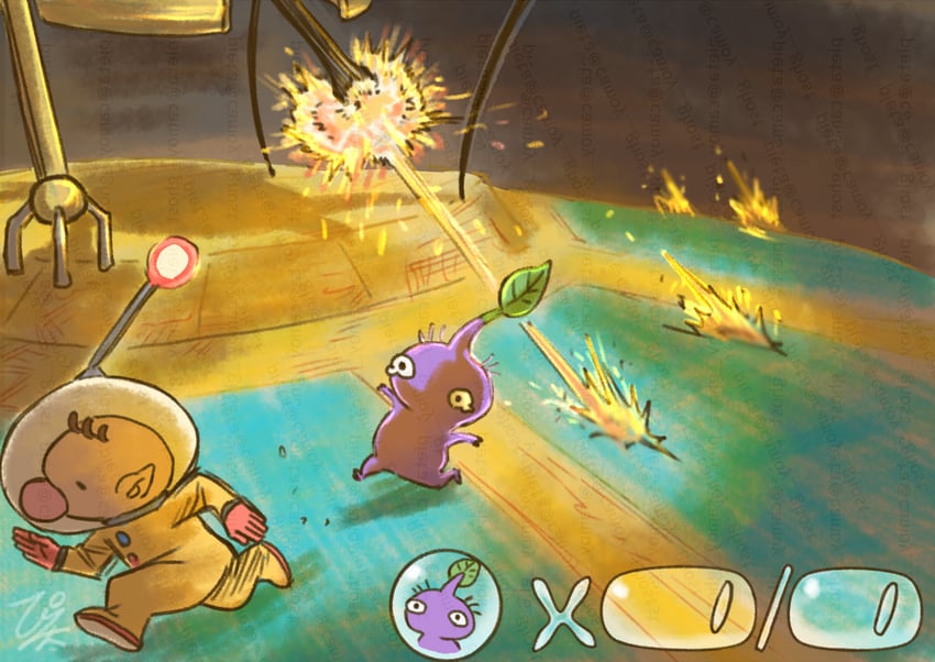 olimar, purple pikmin, and man-at-legs (pikmin and 1 more) drawn by pieta_(camoy_ghost)