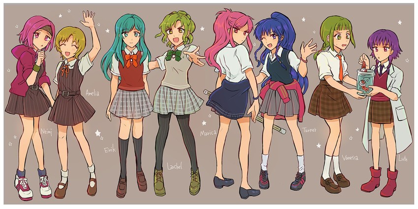 eirika, tana, lute, l'arachel, marisa, and 3 more (fire emblem and 1 more) drawn by noshima