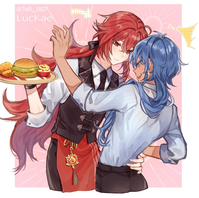 diluc and kaeya (genshin impact) drawn by torisan_(rinlen1827)