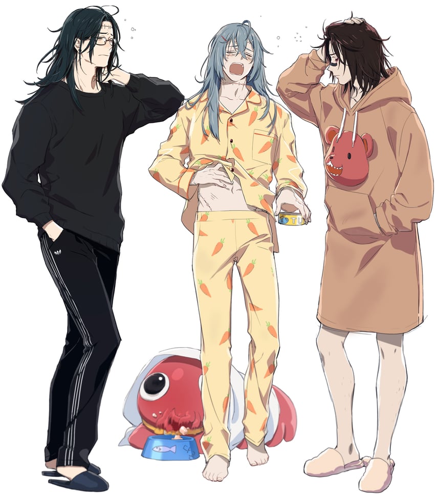 getou suguru, mahito, and dagon (jujutsu kaisen) drawn by nonockha
