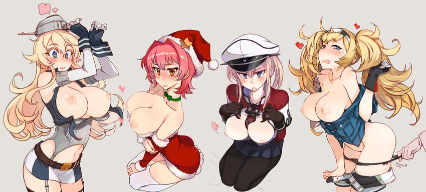 iowa, graf zeppelin, gambier bay, and kinu (kantai collection) drawn by kusanagi_tonbo