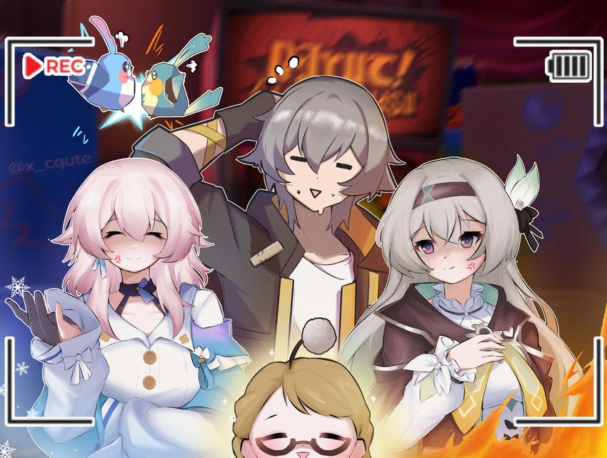 trailblazer, march 7th, caelus, and firefly (honkai and 1 more) drawn by dr.kira