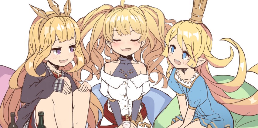 cagliostro, charlotta, and monika weisswind (granblue fantasy) drawn by o_(rakkasei)