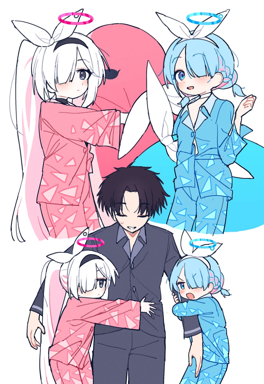 sensei, arona, and plana (blue archive and 1 more) drawn by je_o_mo