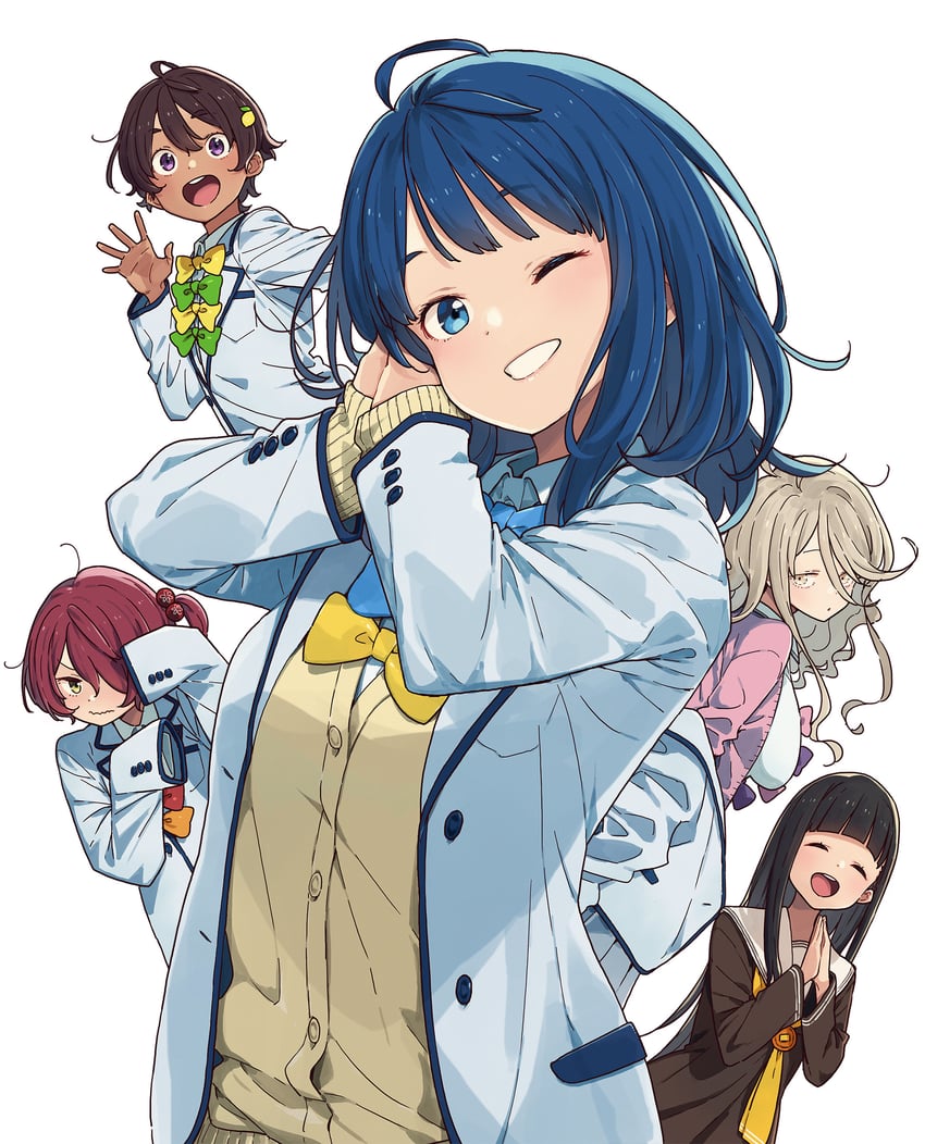 yanami anna, yakishio lemon, komari chika, nukumizu kaju, and shikiya yumeko (make heroine ga oo sugiru!) drawn by imigimuru