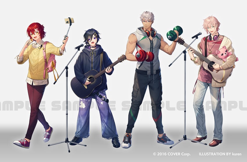 hanasaki miyabi, kanade izuru, rikka, arurandeisu, and spanner (holostars) drawn by kuren