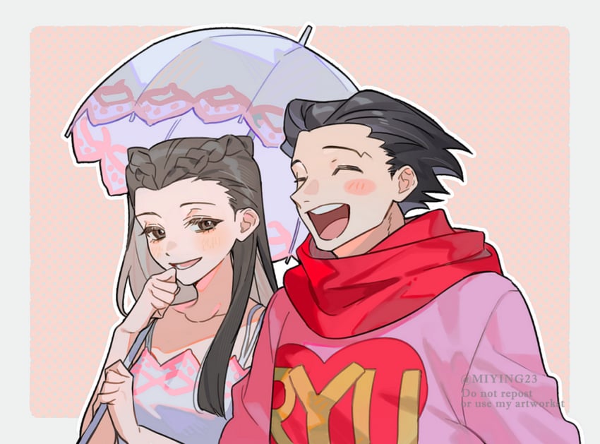 phoenix wright and iris (ace attorney) drawn by miying_(ho_ru03_15)