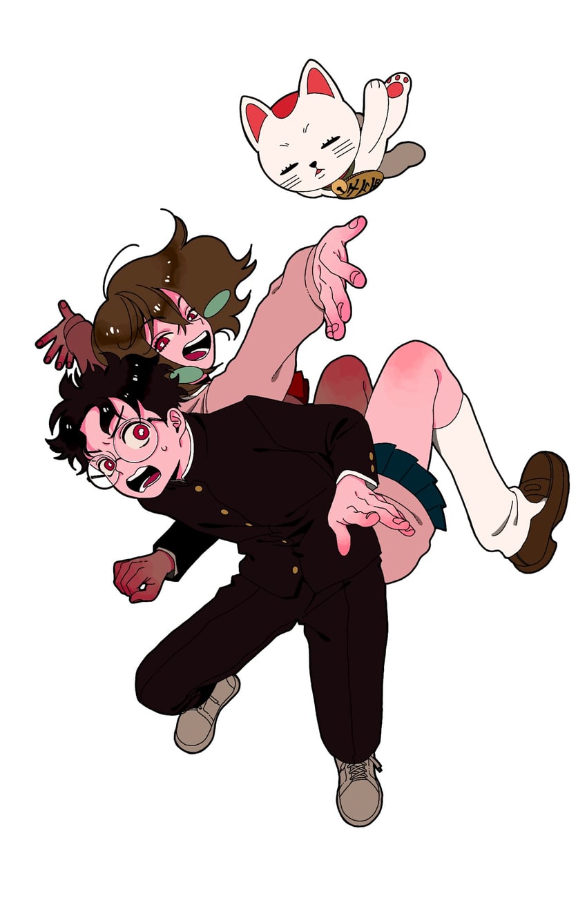 ayase momo, takakura ken, and turbo granny (dandadan) drawn by rik1020
