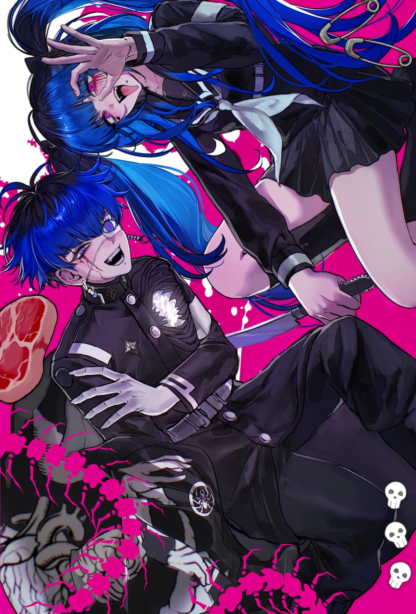 omokage yugamu and amemiya darumi (the hundred line -last defense academy-) drawn by haruno0629