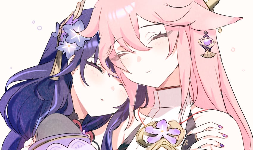 raiden shogun and yae miko (genshin impact) drawn by yoo_(qmg3l)