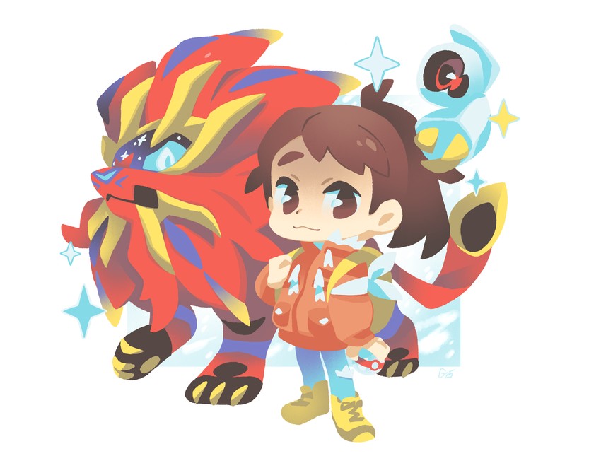 gloria, beldum, and solgaleo (pokemon and 1 more) drawn by pinkgermy