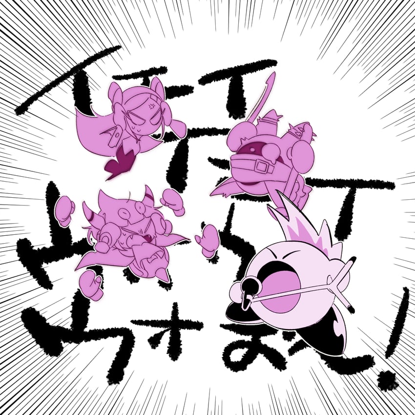 kirby, magolor, taranza, susie, and mike kirby (kirby and 1 more) drawn by kanianoreki