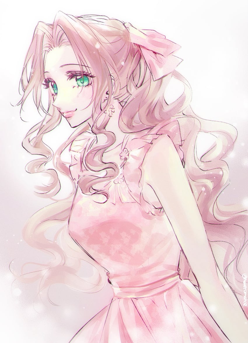 aerith gainsborough (final fantasy and 2 more) drawn by neveromance