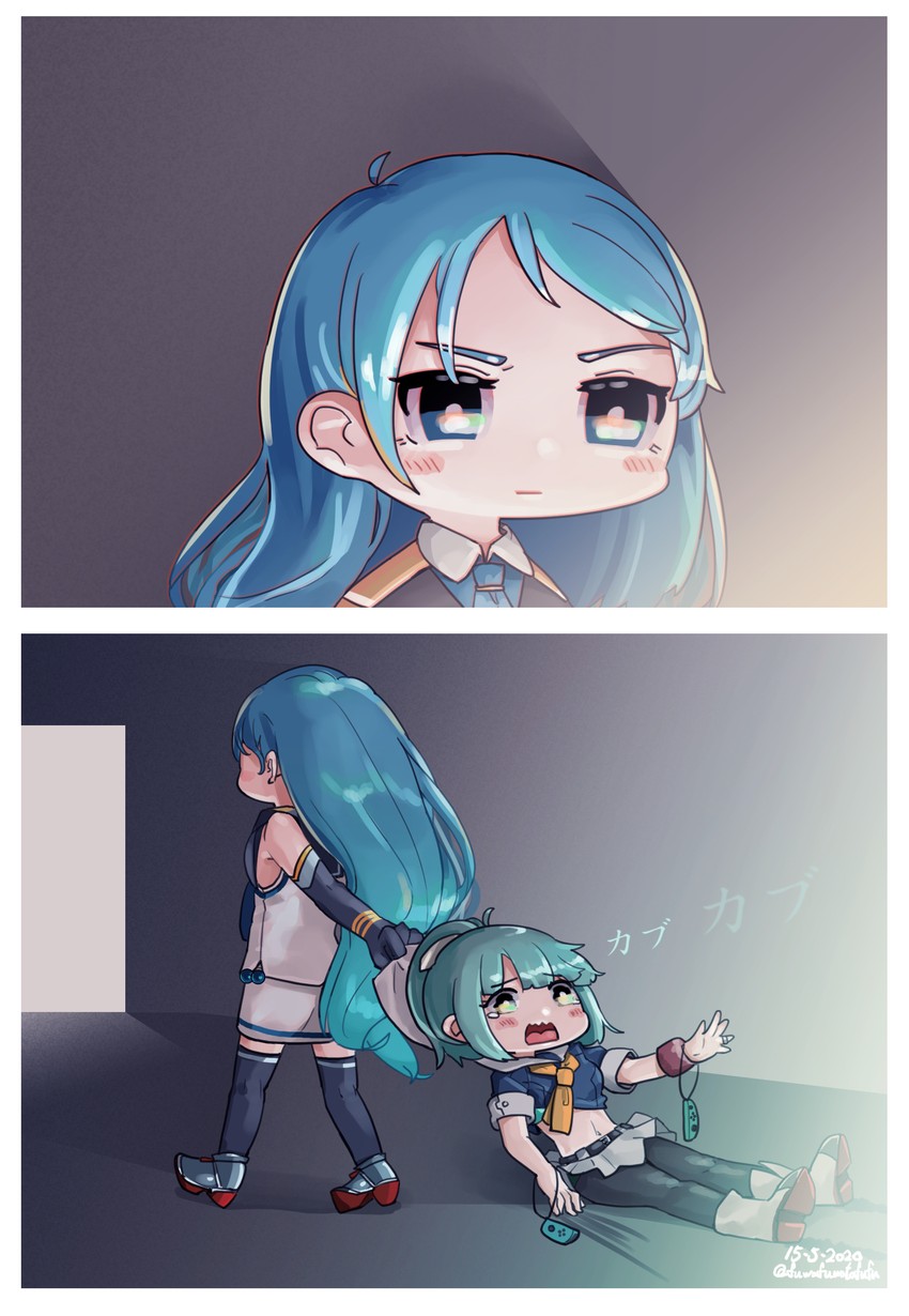 samidare, yuubari, and yuubari kai ni (kantai collection) drawn by fuwafuwatoufu