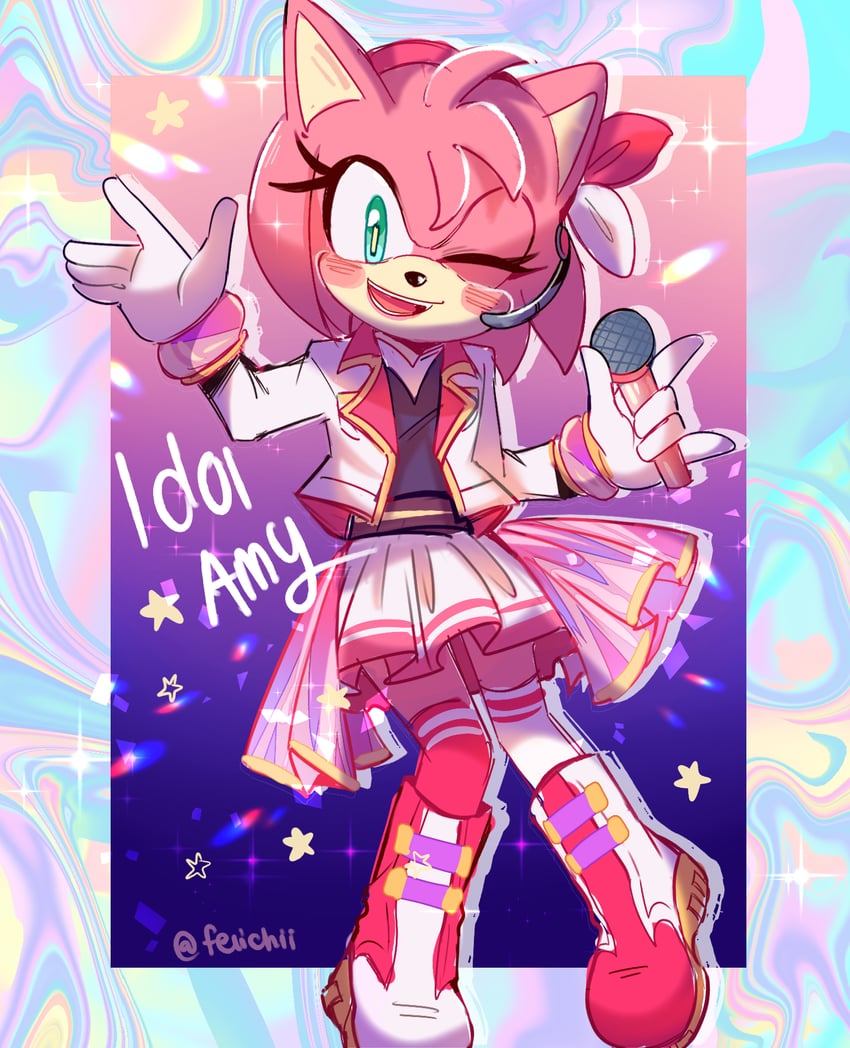 amy rose (sonic and 1 more) drawn by felichiii