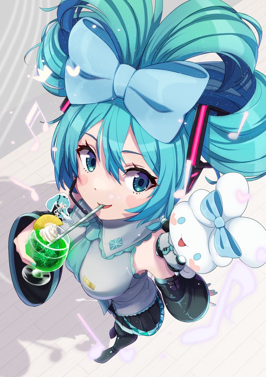 hatsune miku, cinnamoroll, and cinnamiku (vocaloid and 2 more) drawn by miu_(angelo_whitechoc)
