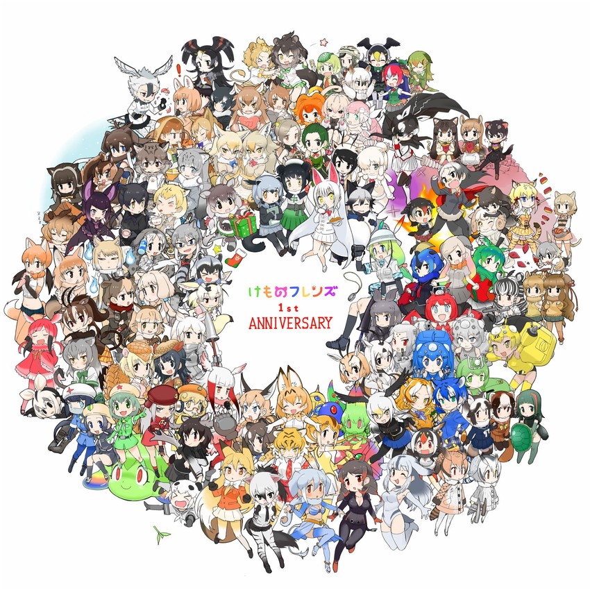 serval, common raccoon, fennec, silver fox, japanese crested ibis, and 105 more (kemono friends and 2 more) drawn by kanemaru_(knmr_fd)