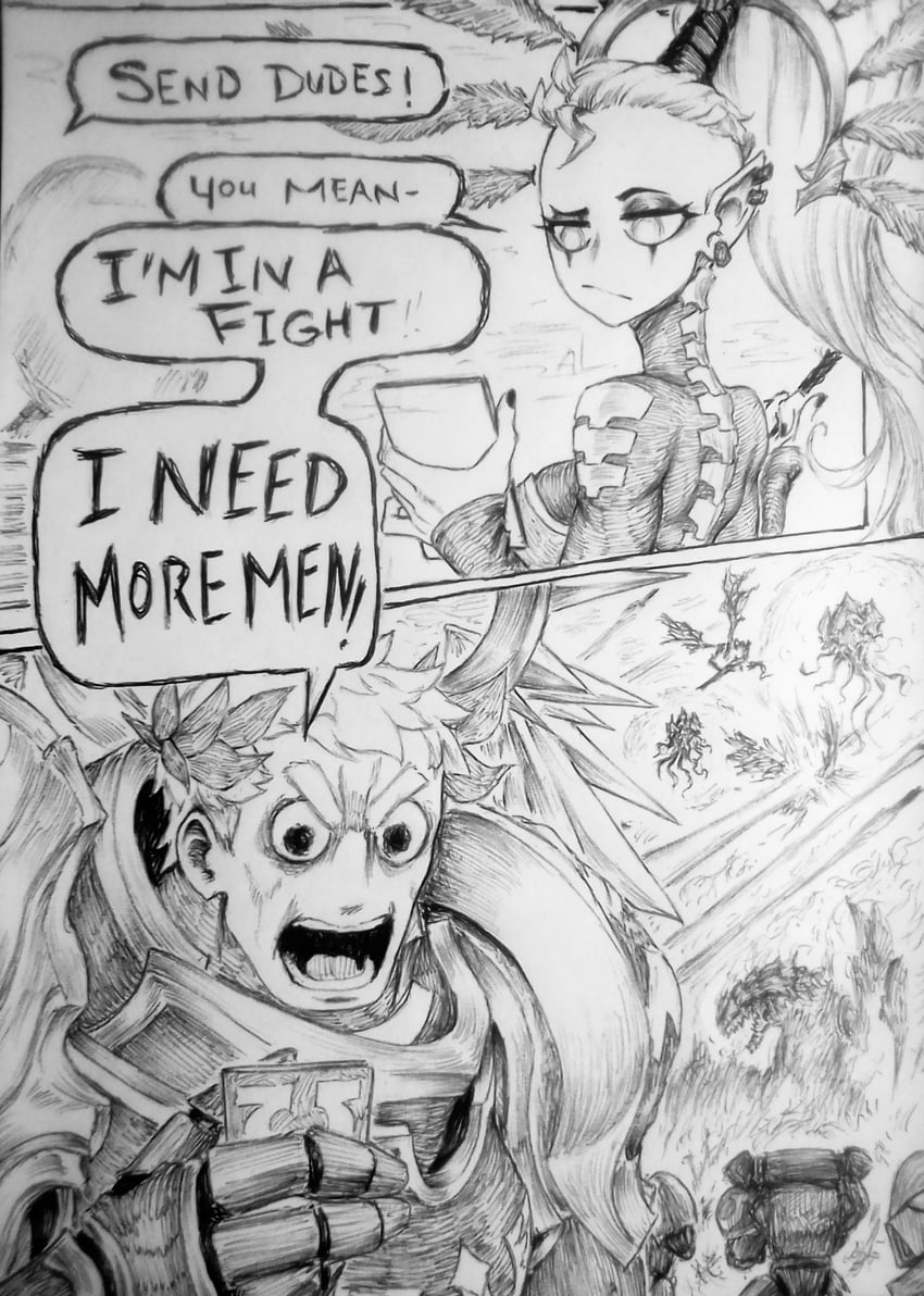 adeptus astartes, roboute guilliman, tyranid, and yvraine (warhammer 40k) drawn by chronozbergh