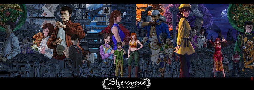 ling shen hua, hazuki ryou, niao sun, joy, harasaki nozomi, and 15 more (shenmue and 2 more) drawn by raikou_(yorimitsu)