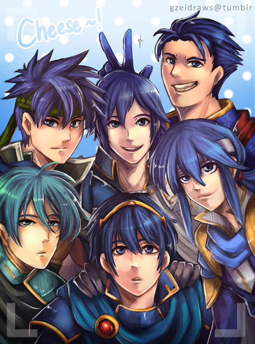 ike, marth, seliph, chrom, ephraim, and 1 more (fire emblem and 10 more) drawn by gzei