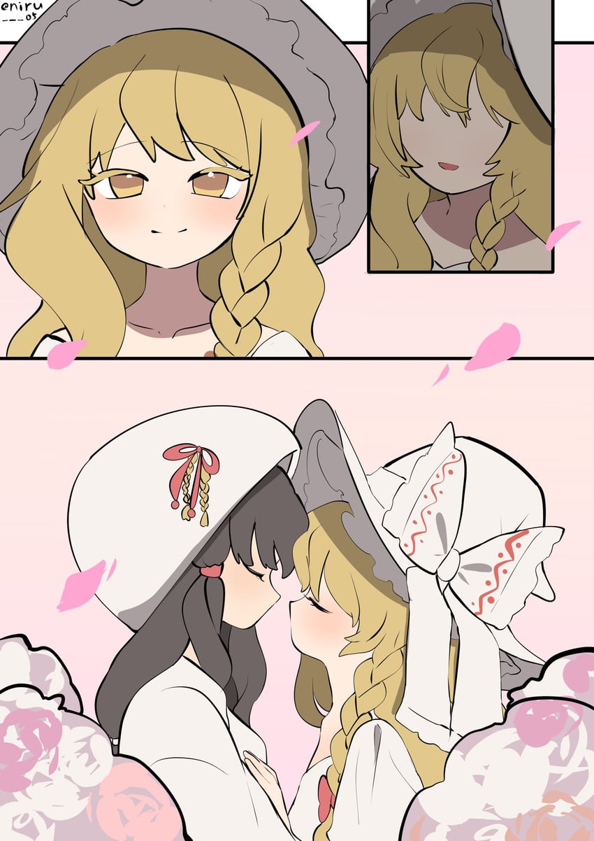 hakurei reimu and kirisame marisa (touhou) drawn by niru_(ka_k_0517)