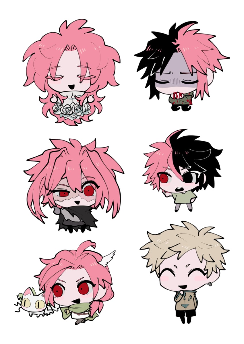 hatsutori hajime, nijou ryuu, mutsushika misumi, nanami izu, dita iliner, and 2 more (saibou shinkyoku) drawn by nu_(qjqmfqjqmf02)