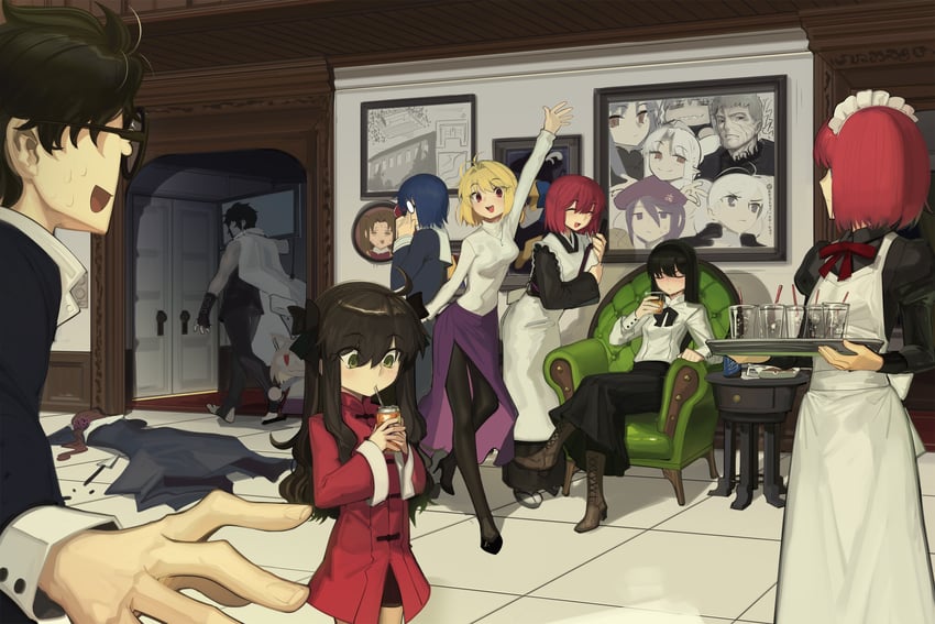 arcueid brunestud, ciel, tohno akiha, kohaku, tohno shiki, and 14 more (tsukihime and 2 more) drawn by boa_(brianoa)