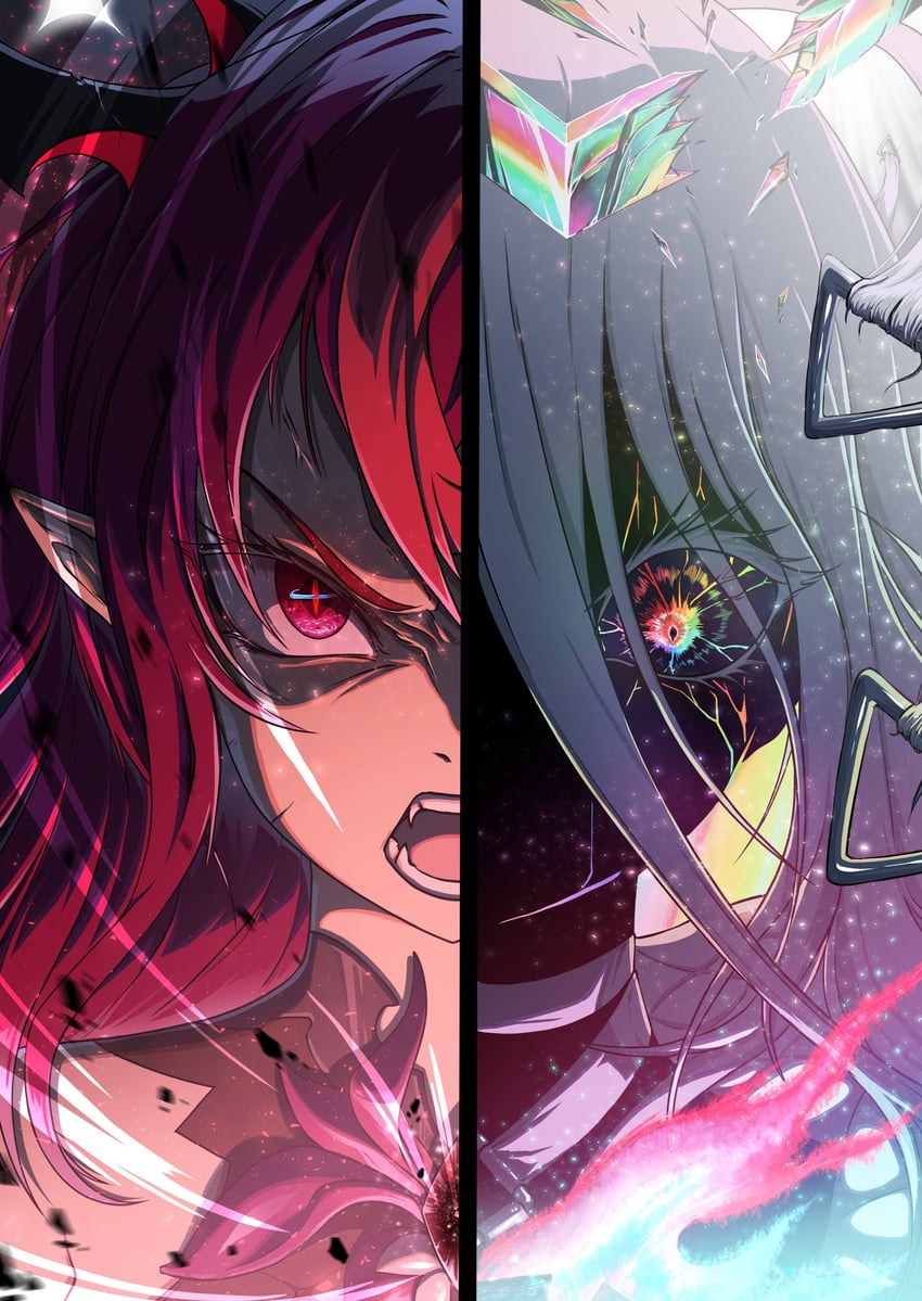 irys and omega alpha (hololive and 1 more) drawn by dongle_e