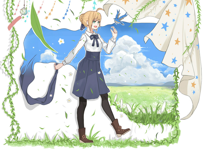 artoria pendragon and saber (fate and 1 more) drawn by mizu_(dl7613)