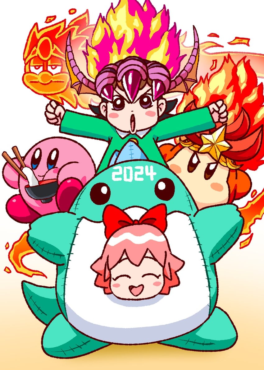 kirby, waddle dee, king dedede, adeleine, ribbon, and 3 more (kirby) drawn by yutakunatu