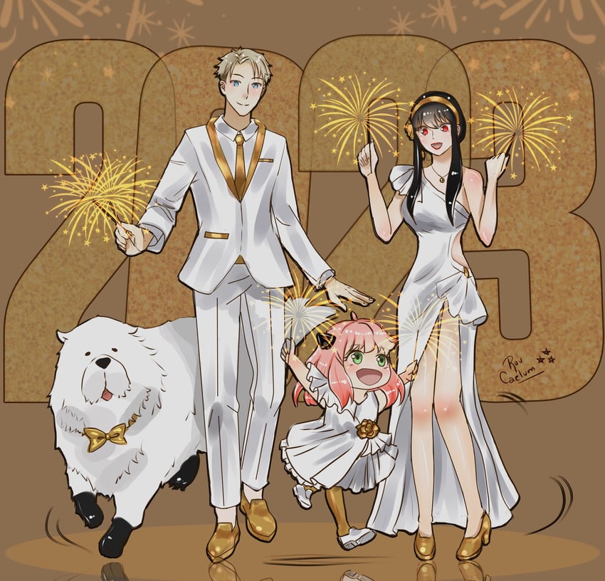 yor briar, anya, twilight, and bond (spy x family) drawn by rou_uor