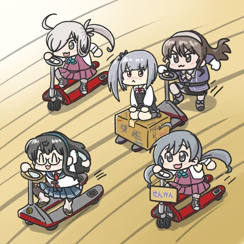 ooyodo, kasumi, ashigara, kiyoshimo, kasumi kai ni, and 2 more (kantai collection) drawn by ferret-san