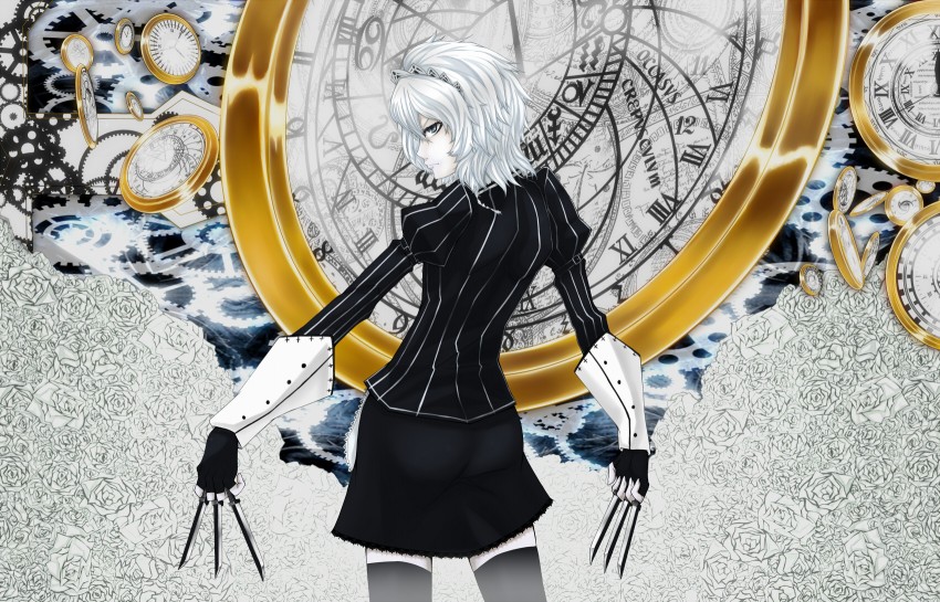 izayoi sakuya (touhou and 2 more) drawn by tav_noir