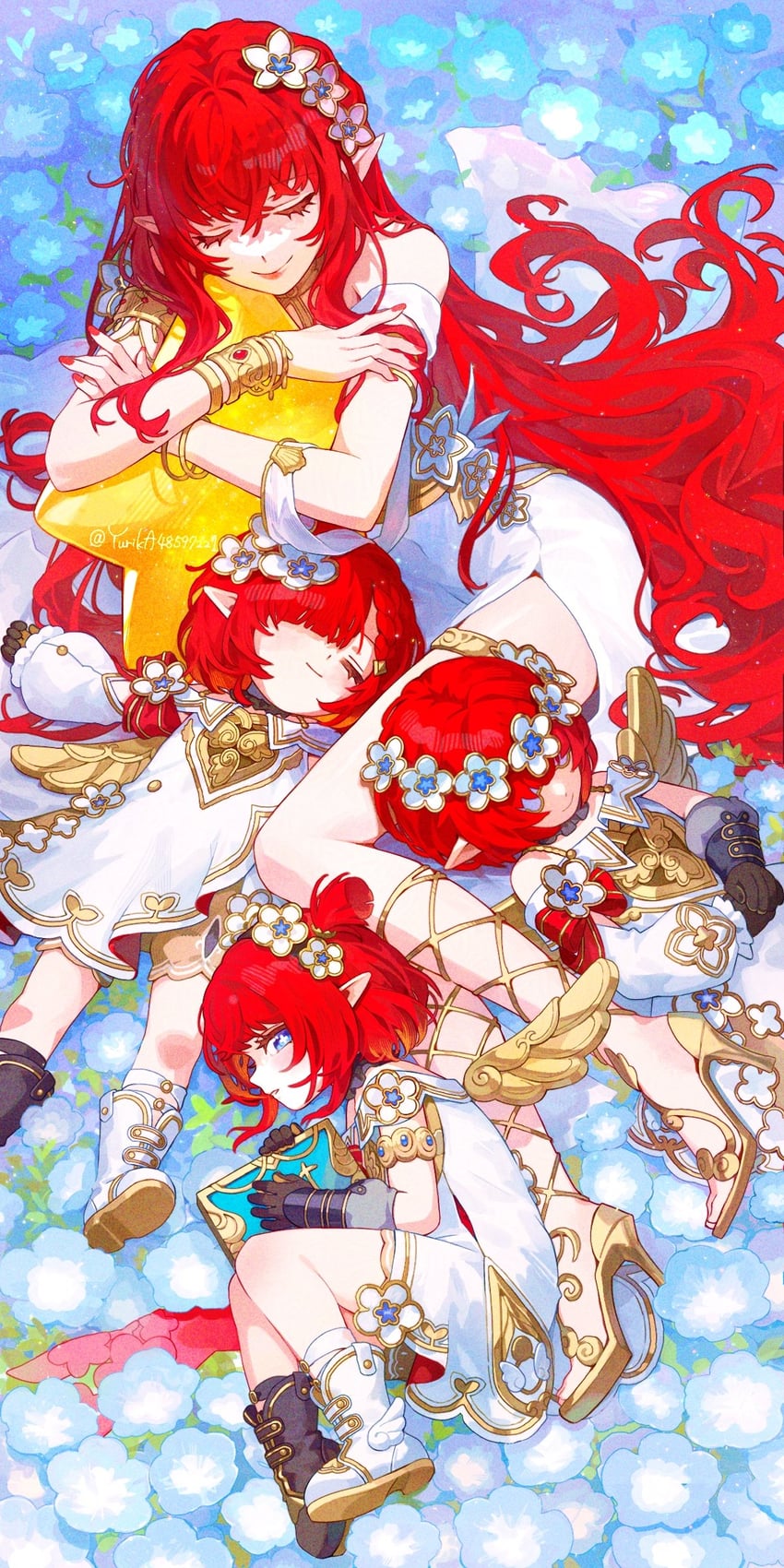 tribbie, trianne, trinnon, and tribios (honkai and 1 more) drawn by yurika48597221