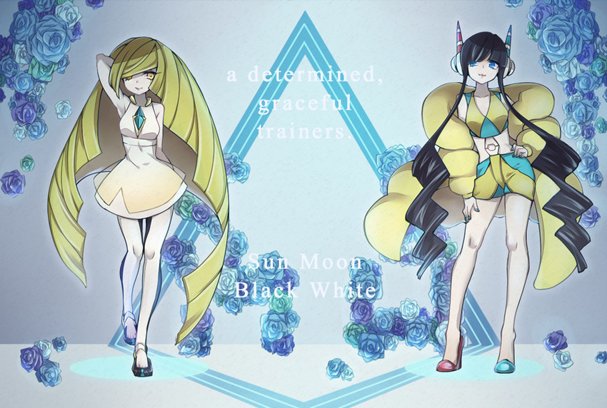 lusamine and elesa (pokemon and 2 more) drawn by miyashiro