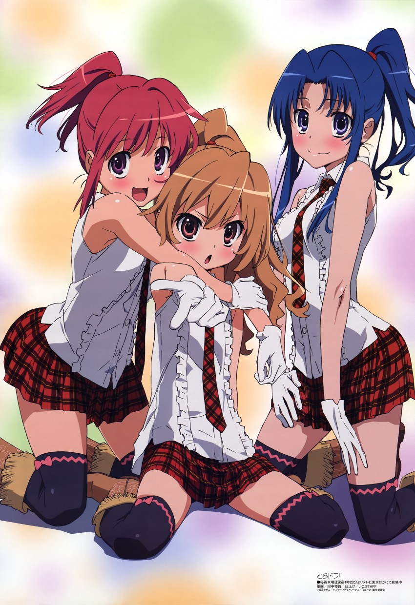 aisaka taiga, kawashima ami, and kushieda minori (megami magazine and 1 more) drawn by tanaka_masayoshi