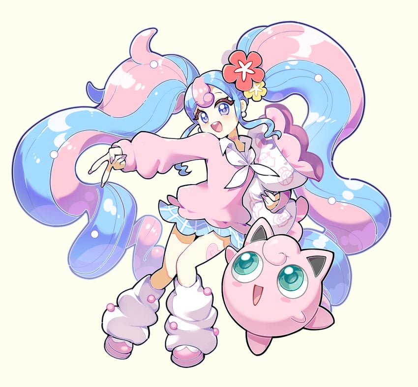hatsune miku, jigglypuff, fairy miku, clefairy sprite, bull sprite, and 2 more (pokemon and 2 more) drawn by soraemon