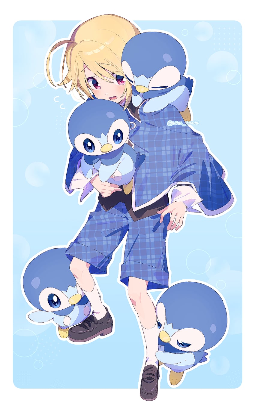 piplup and hotori tadase (pokemon and 1 more) drawn by serizawa_serizane