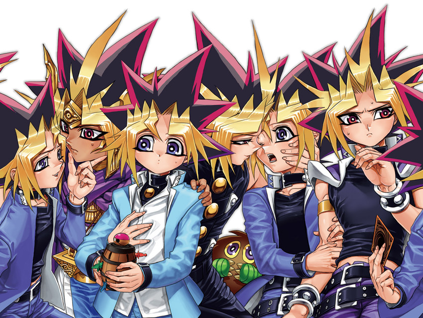 muto yugi, yami yugi, kuriboh, and atem (yu-gi-oh! and 1 more) drawn by hari_(quartzshow)