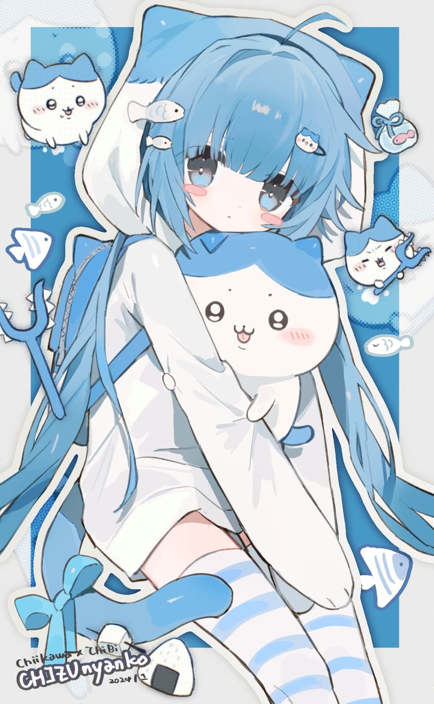 hachiware and chibi (original and 1 more) drawn by chizunyanko