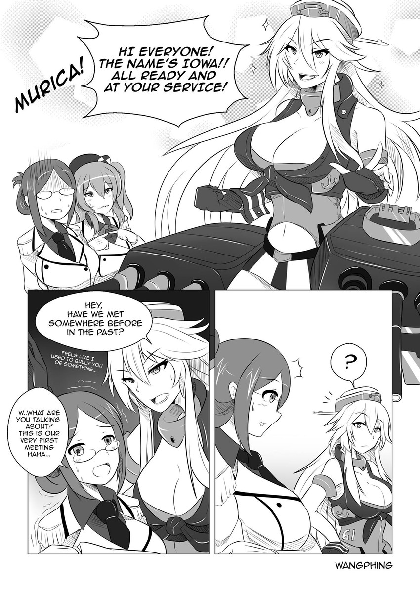 kashima, iowa, and katori (kantai collection) drawn by wangphing