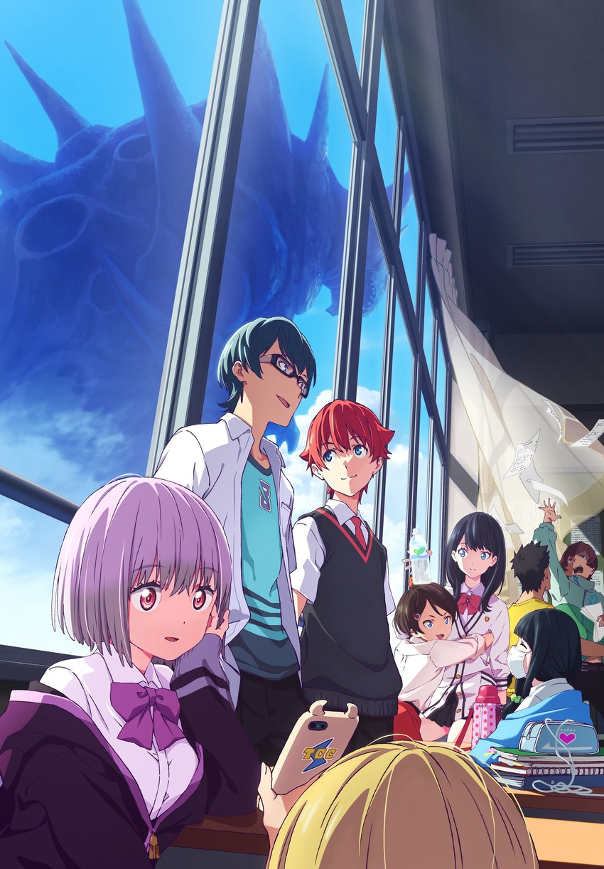 takarada rikka, shinjou akane, hibiki yuuta, utsumi shou, hassu, and 2 more (gridman universe and 1 more)