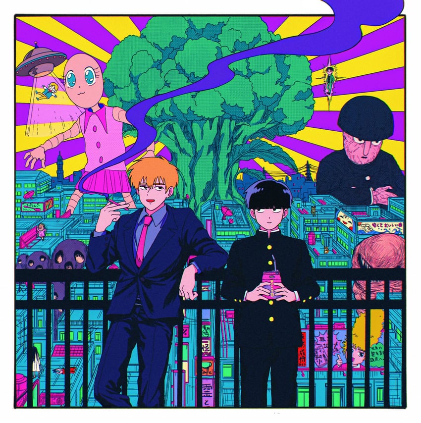 kageyama shigeo, reigen arataka, hanazawa teruki, inukawa mameta, alien, and 1 more (mob psycho 100) drawn by cm_wm